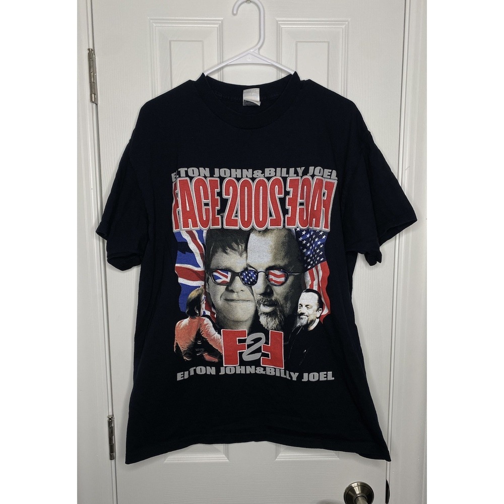2002 Elton John & Billy Joel‎ Face To Face Tour Shirt Black XL